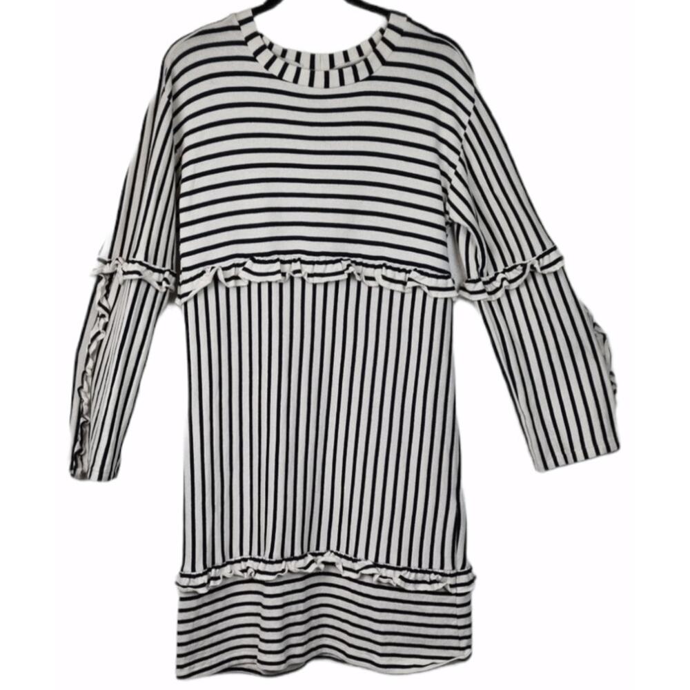 Mads Norgaard Copenhagen Striped Sweater Dress Black White XS